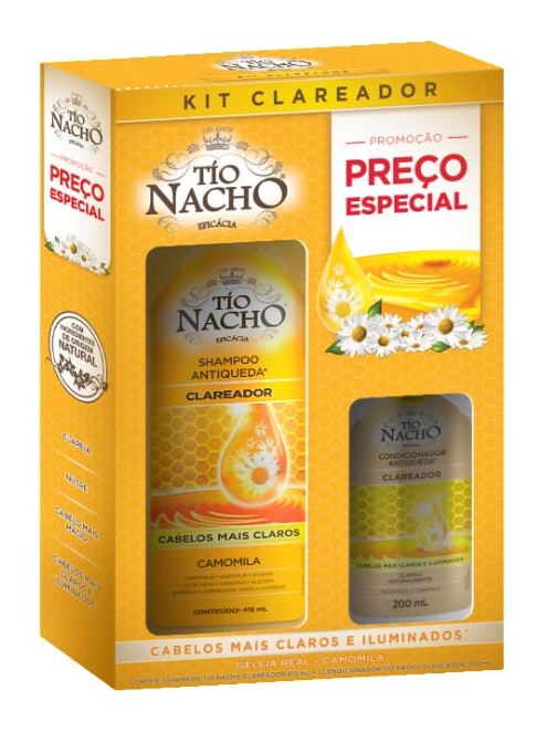 Tio Nacho Kit Shampoo Clareador Antiqueda Camomila 415ml 1 Uni + Condicionador Camomila 200ml 1 Uni