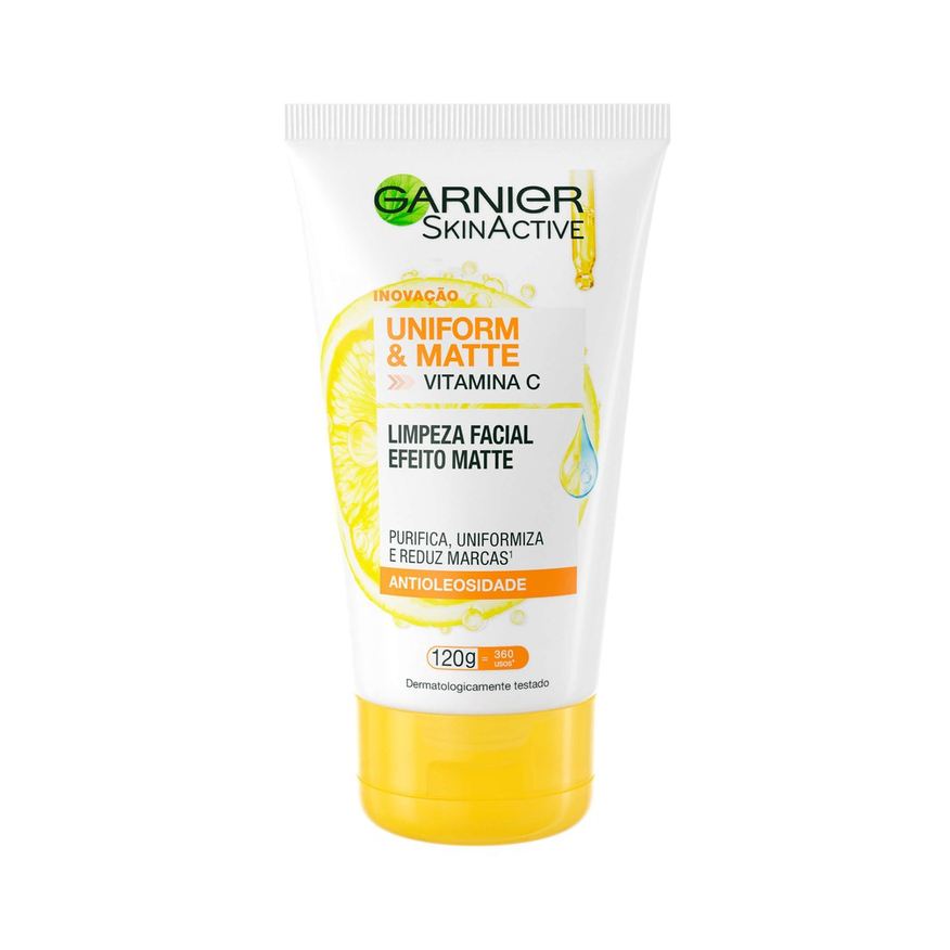 Garnier Sabonete Líquido Facial SkinActive Uniform & Matte com Vitamina C Antioleosidade 120g