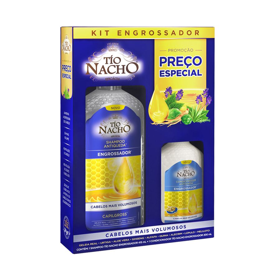 Tio Nacho Kit Shampoo Tío Nacho Antiqueda Engrossador 415ml 1 Unidade + Condicionador Tío Nacho Antiqueda Engrossador 200ml 1 Unidade