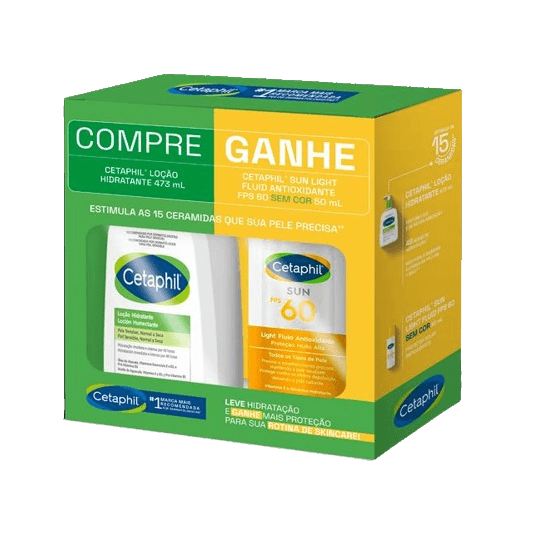 Cetaphil Kit Loção Hidratante 473ml 1 Unidade + Protetor Solar Facial Cetaphil Sun Light Fluid FPS 60 Sem Cor 50ml 1 uni