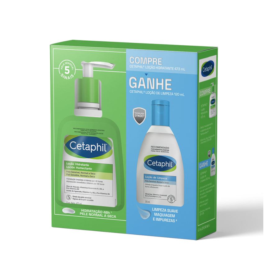 Cetaphil Kit Loção Hidratante Corporal 473ml 1 Unidade + Loção de Limpeza Cetaphil 120ml 1 Unidade