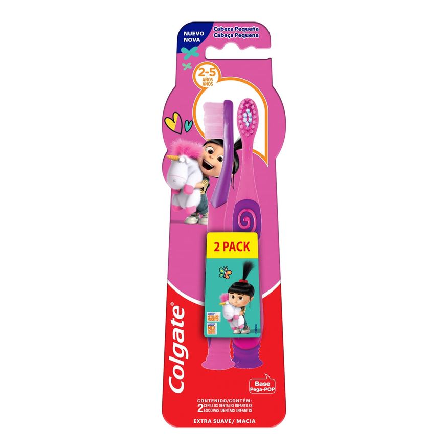 Colgate Escova Dental Infantil Smiles Agnes & Fluffy Cerdas Macias 2 a 5 anos 2 Unidades