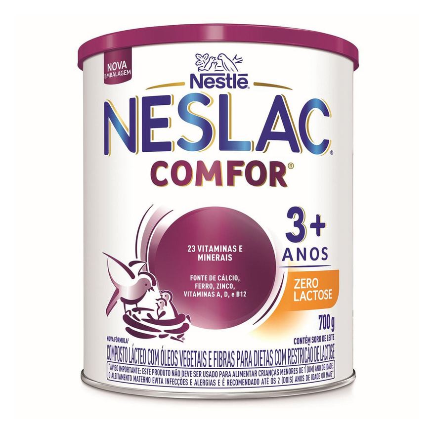 Neslac Composto Lácteo Infantil Comfor de 3 a 5 anos Zero Lactose 700g