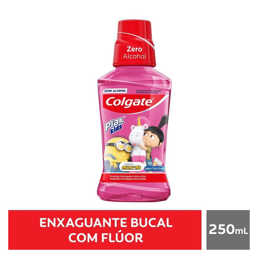 Colgate Enxaguante Bucal Infantil Plax Kids Zero Álcool +6 anos Sabor Tutti Frutti 250ml
