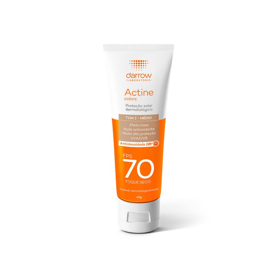 Actine Protetor Solar Facial Darrow Colors Toque Seco FPS70 Cor Pele Morena 40g