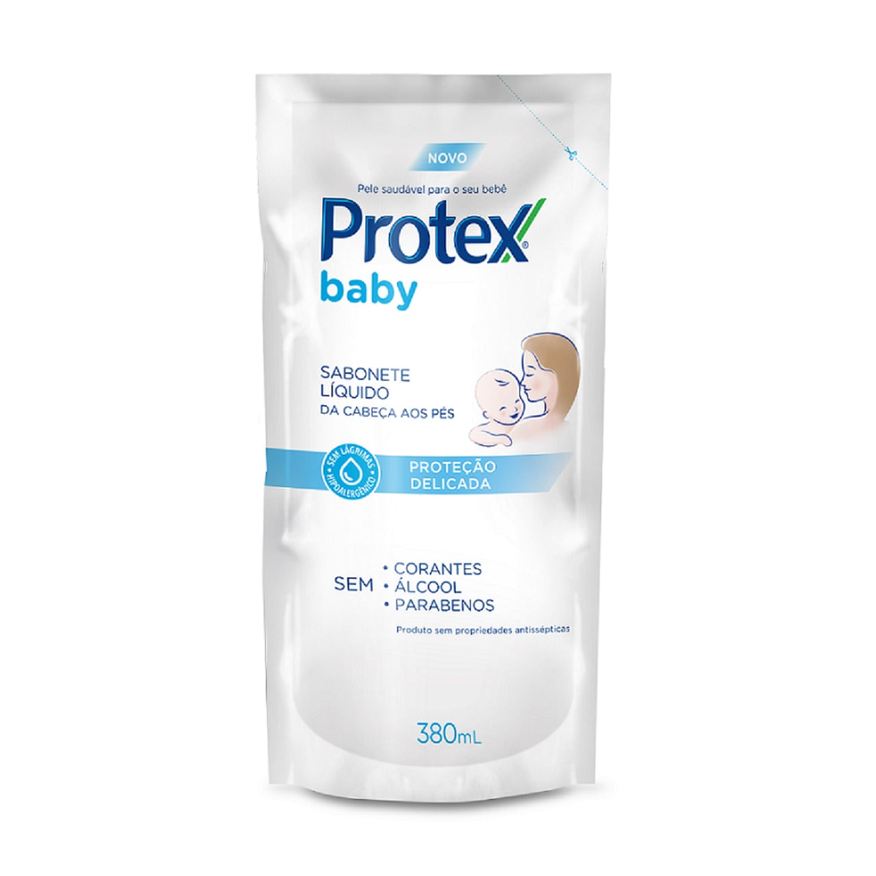 Protex Baby Sabonete Líquido Infantil Delicate Care Proteção Delicada da Cabeça aos Pés Refil 380ml