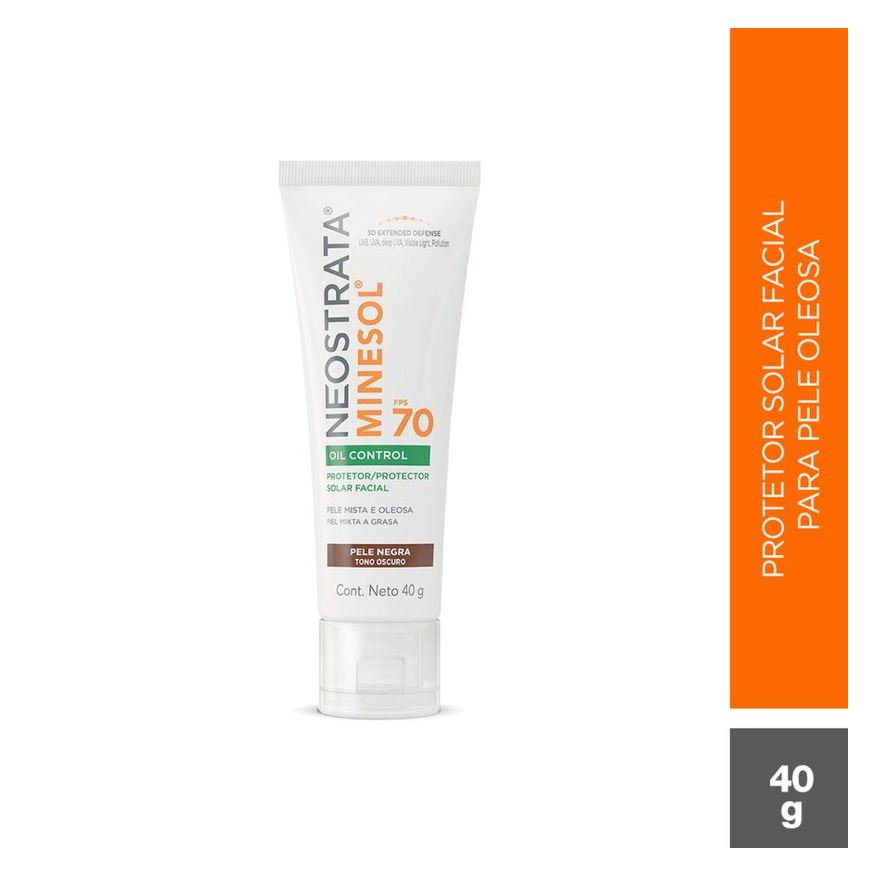 Minesol Protetor Solar Facial Neostrata Oil Control FPS70 Cor Pele Negra 40g