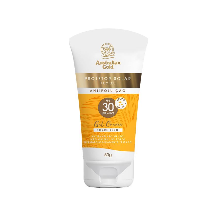 Australian Gold Protetor Solar Facial Anti Poluição FPS30 Efeito Matte 50g