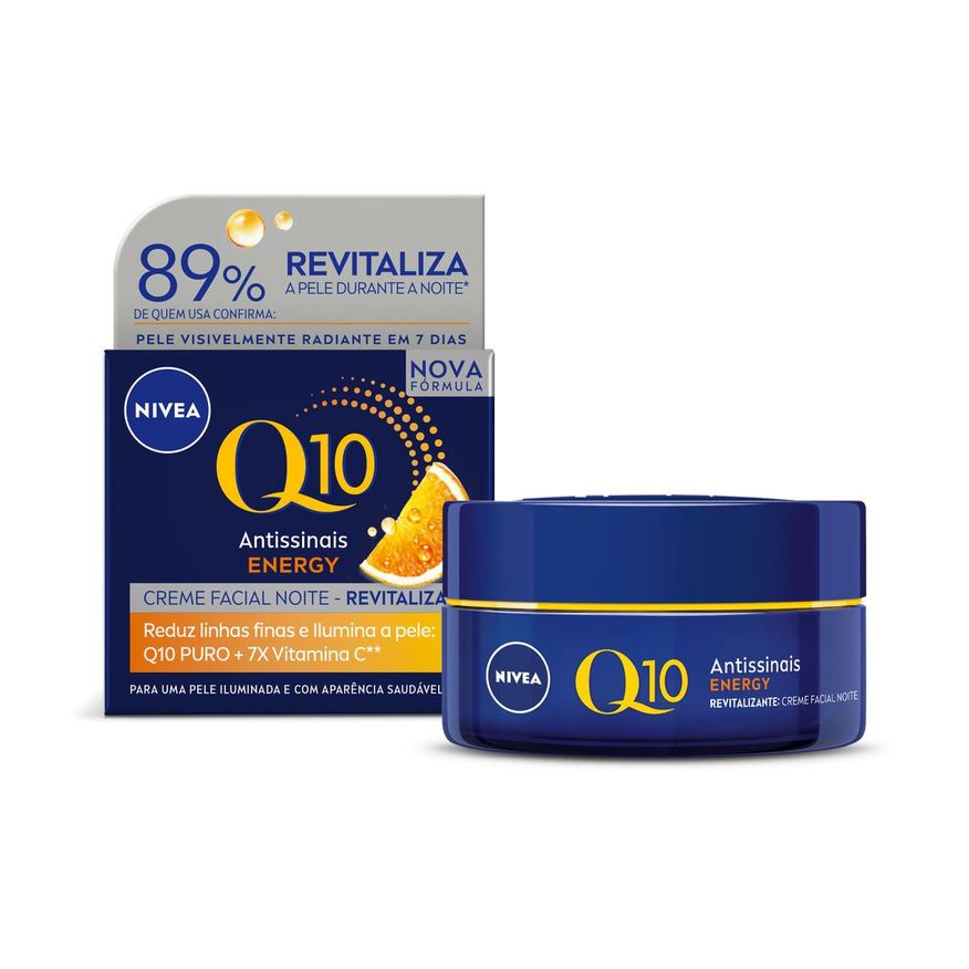 Nivea Creme Facial Q10 Energy Antissinais Noturno Vitamina C e E 50g