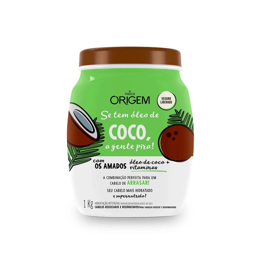 Origem Creme de Tratamento Capilar Se tem Óleo de Coco a Gente é Pira Vegano 1kg