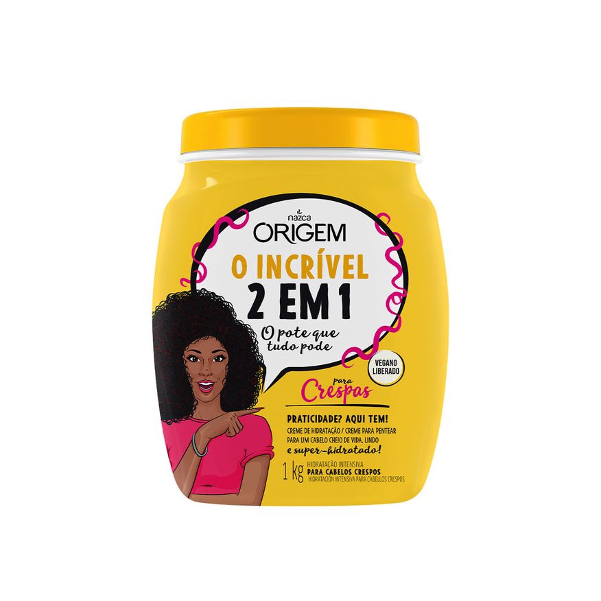 Origem Creme de Tratamento Capilar O Incrível 2 em 1 Crespos Vegano 1kg