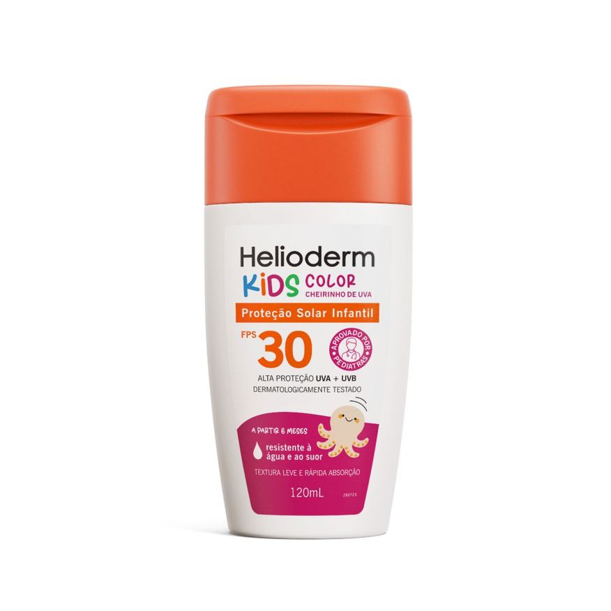 Helioderm Protetor Solar Suncare Kids Color FPS30 Cheirinho de Uva 120ml