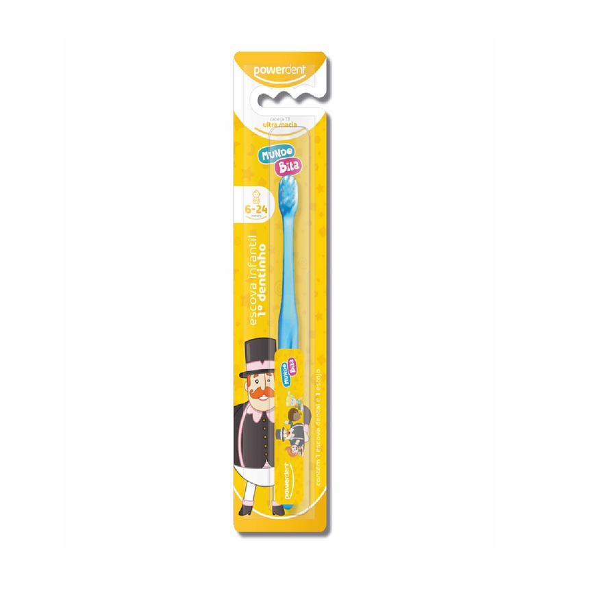 Powerdent Escova Dental Infantil Mundo Bita Primeiro Dentinho Ultra Macia 6 a 24 meses 1 Unidade