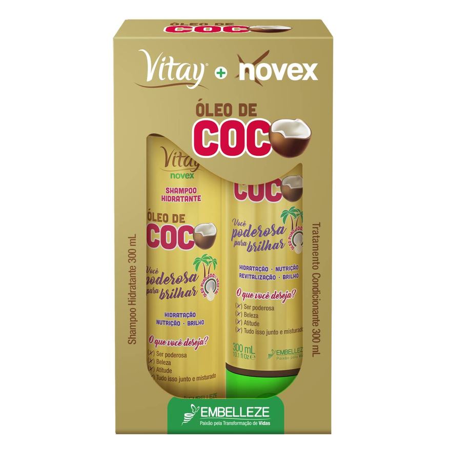 Novex Shampoo Hidratante Óleo De Coco 300ml + Tratamento Condicionante Vitasay Novex Óleo De Coco 300ml