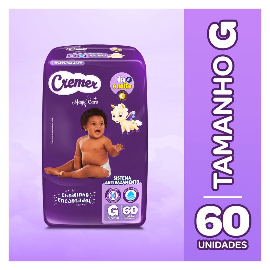 Cremer Fralda Magic Care Dia e Noite G 60 Unidades