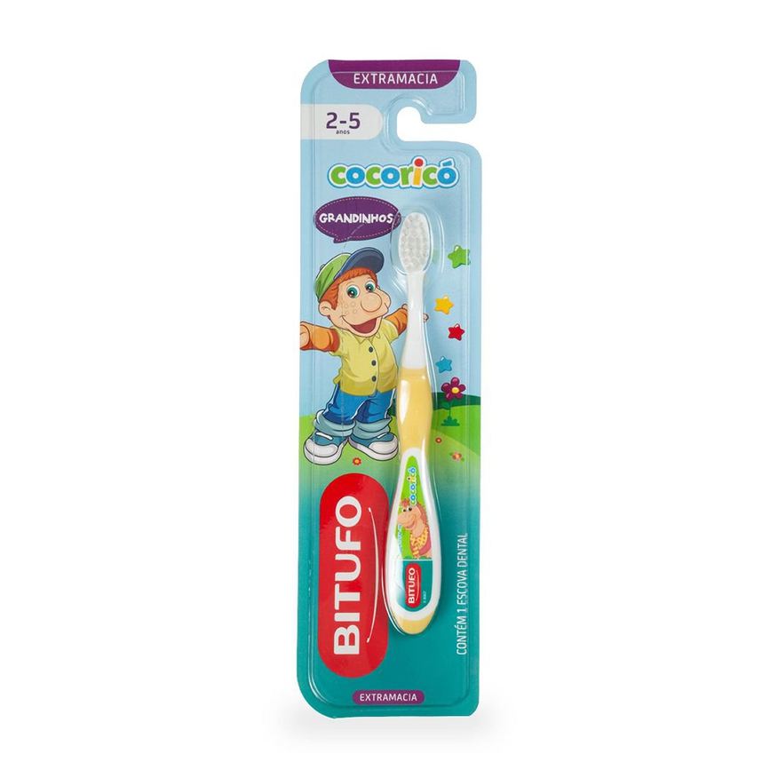 Bitufo Escova Dental Infantil Grandinhos Cocoricó Ultra Macia de 2 a 5 anos 1 Unidade