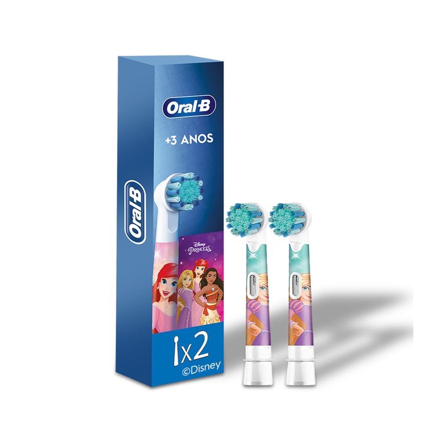 Oral B Refil Escova Dental Elétrica Infantil Oral-B Kids Disney Princesas Cerdas Macias +3 anos 2 Unidades