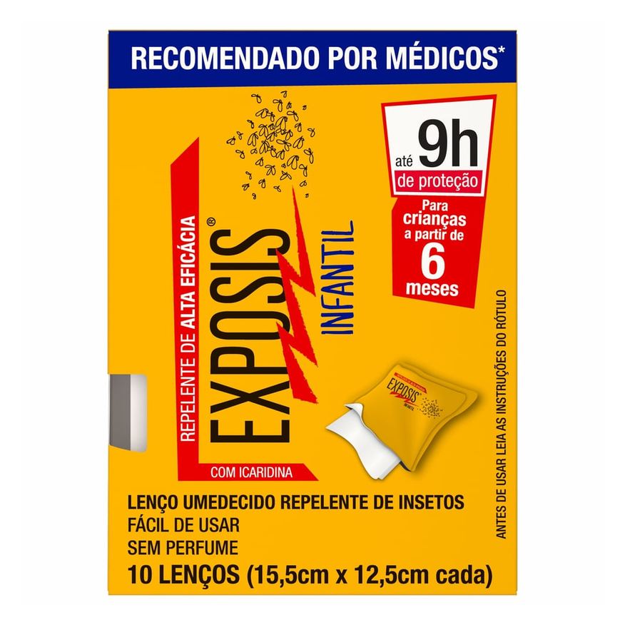 Exposis Repelente Infantil Lenço Umedecido 10 Unidades