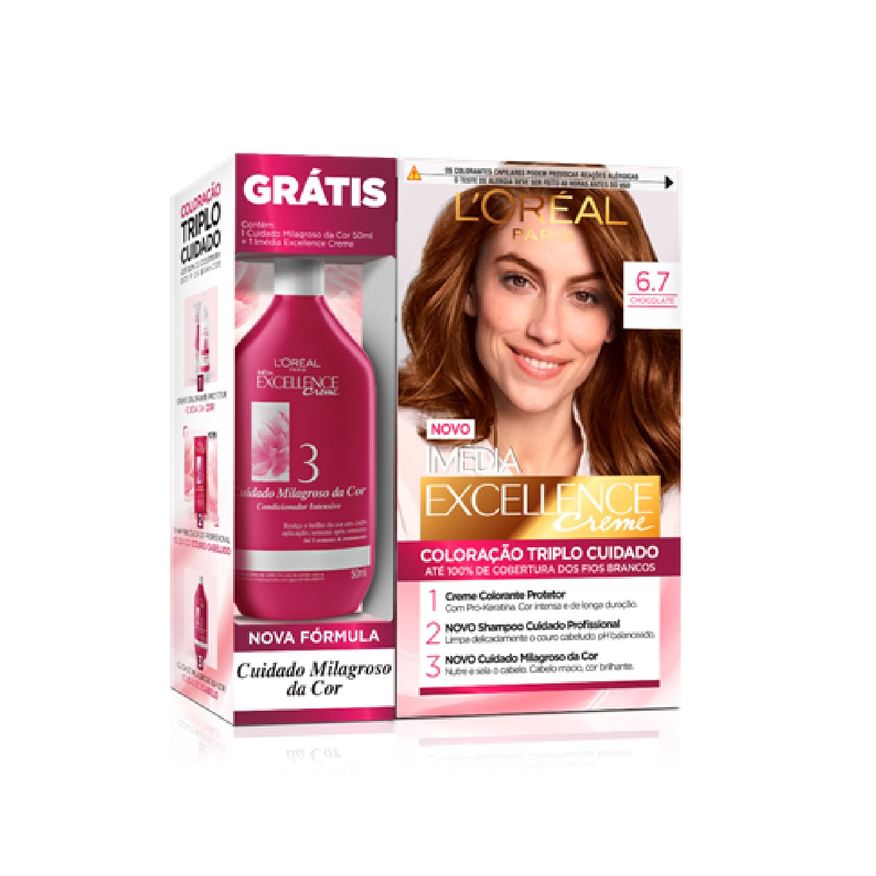 Imedia Tintura execellence creme chocolate 6.7 gratis Condicionador Cuidado Milagroso Da cor