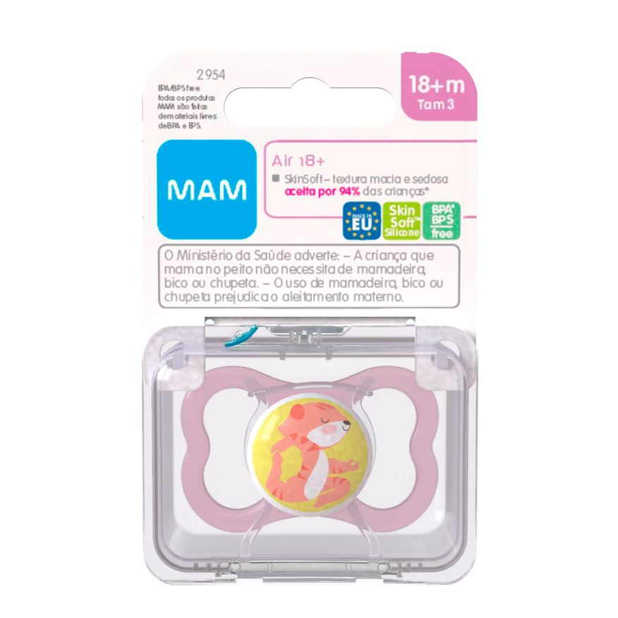 MAM Chupeta Air Ortodôntica +18 meses Silicone Rosa 1 Unidade