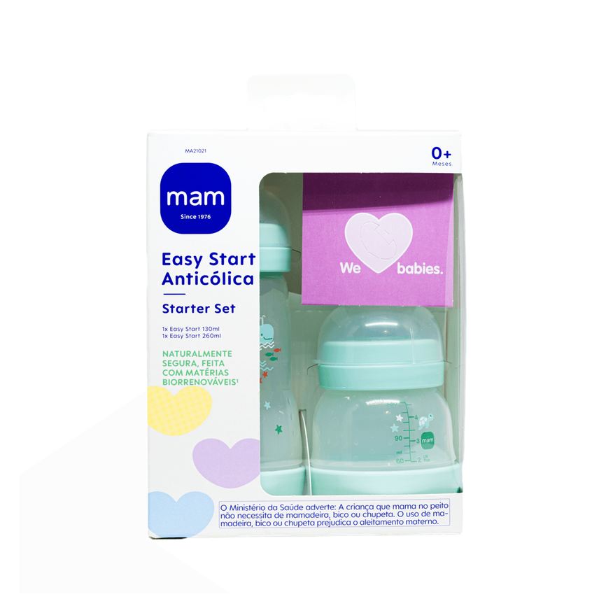 MAM Kit Mamadeiras Easy Start Azul 130ml e 260ml 2 Unidades