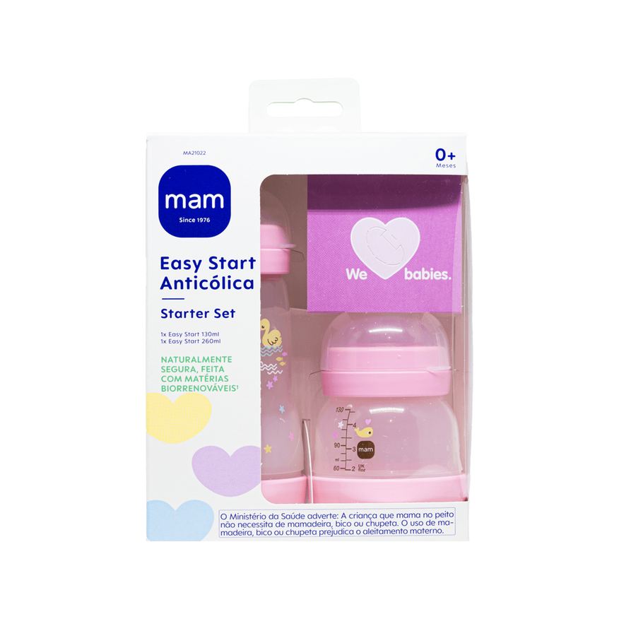 MAM Kit Mamadeiras Easy Start Rosa 130ml e 260ml 2 Unidades