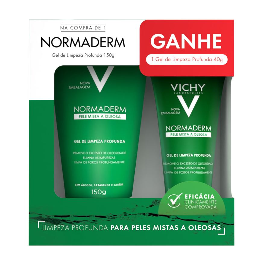 Vichy Kit Gel de Limpeza Facial Normaderm Profunda 150g + 40g