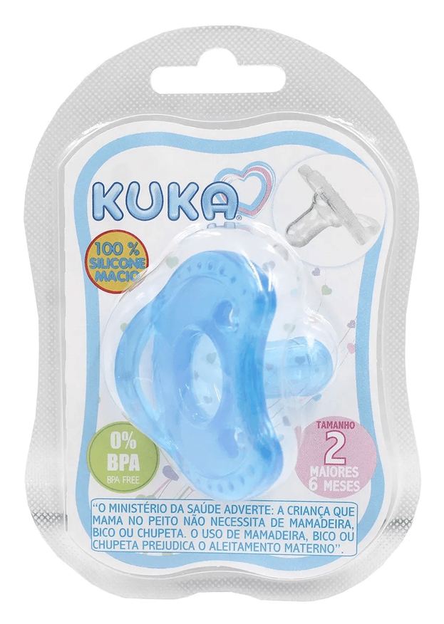 Kuka Chupeta Soft Comfort Bico Redondo +6 meses Silicone Azul Tamanho 2 1 Unidade