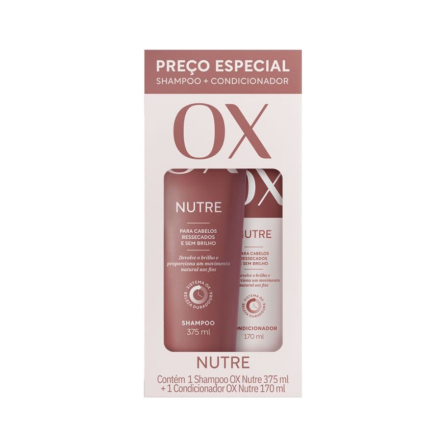 Ox Kit Shampoo Nutrição Intensa 375ml 1 Unidade + Condicionador Ox Nutrição Intensa 170ml 1 Unidade