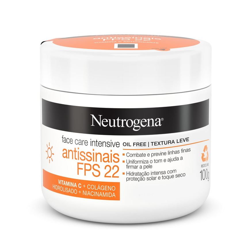 Neutrogena Creme Facial Face Care Intensive Antissinais FPS 22 100g
