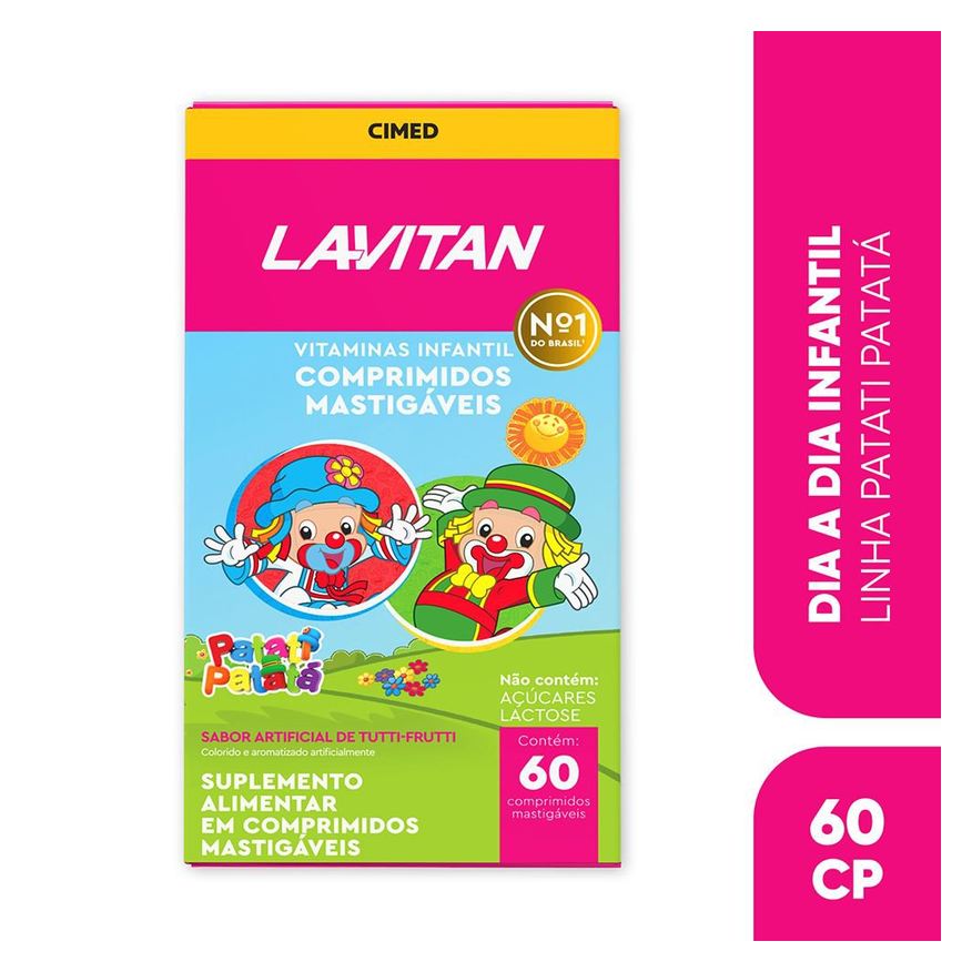 Lavitan Vitamina Infantil Mastigável Tutti-Frutti Patati Patatá 60 Comprimidos