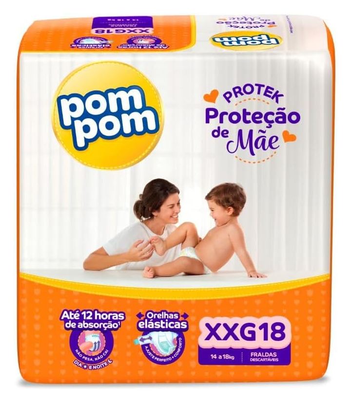 Pompom Fralda Pom Pom Protek Proteção de Mãe XXG 18 Unidades