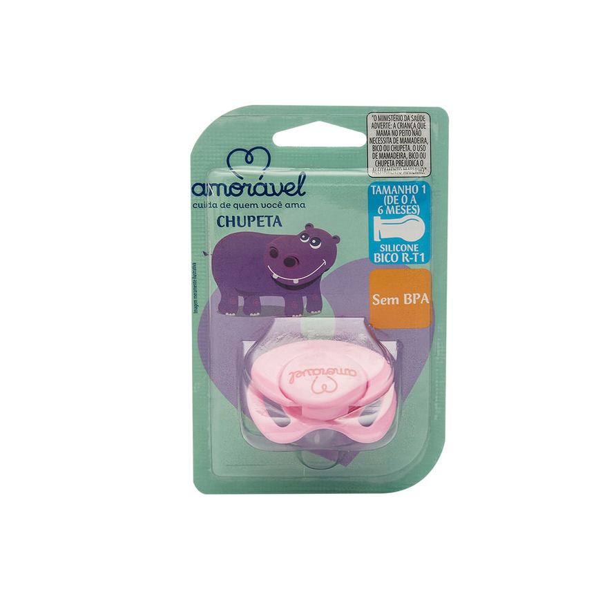 Amoravel Chupeta Amorável silicone Redonda Rosa de 0 A 6 Meses 401101
