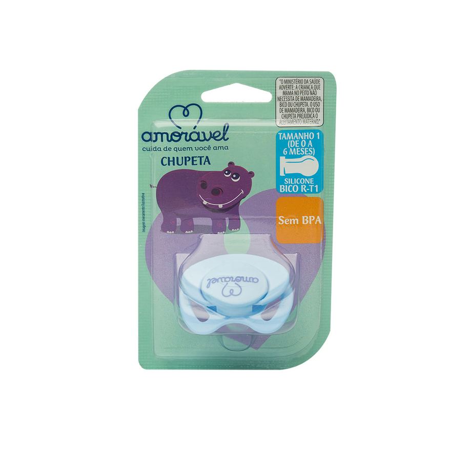 Amoravel Chupeta Amorável silicone Redonda Azul de 0 A 6 Meses 401101