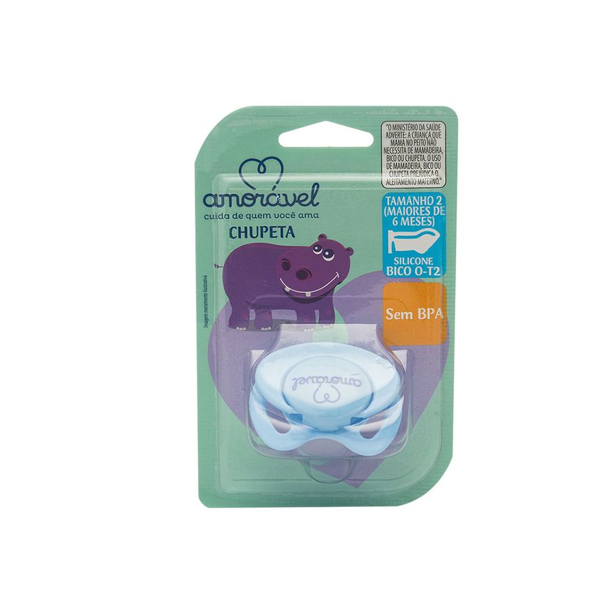 Amoravel Chupeta Amorável Silicone Ortodôntico Azul A Partir De 6 Meses
