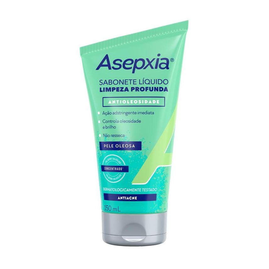 Asepxia Sabonete Líquido Facial Carvão Detox Purificante Pele Mista e Oleosa 150ml