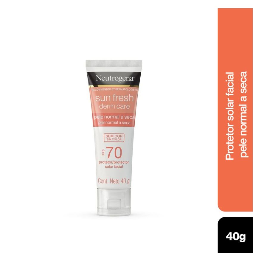 Neutrogena Protetor Solar Facial Sun Fresh Derm Care FPS70 Pele Normal a Seca Sem Cor 40g
