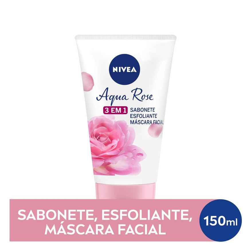 Nivea Sabonete Facial Aqua Rose 3 em 1 Argila e Ácido Hialurônico 150ml