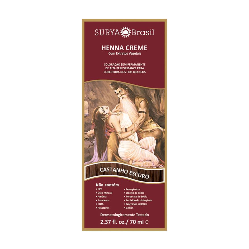 Surya Henna Tintura Henna Surya Castanho Escuro 70ml
