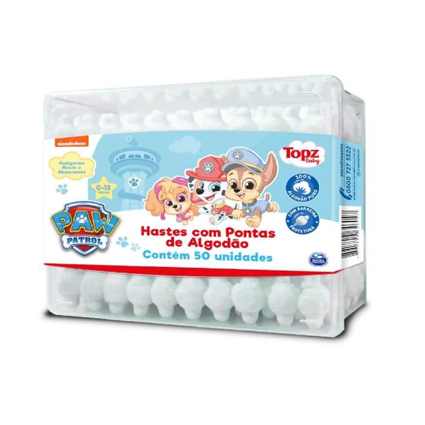 Cremer Hastes Flexíveis Topz Baby Patrulha Canina 50 Unidades