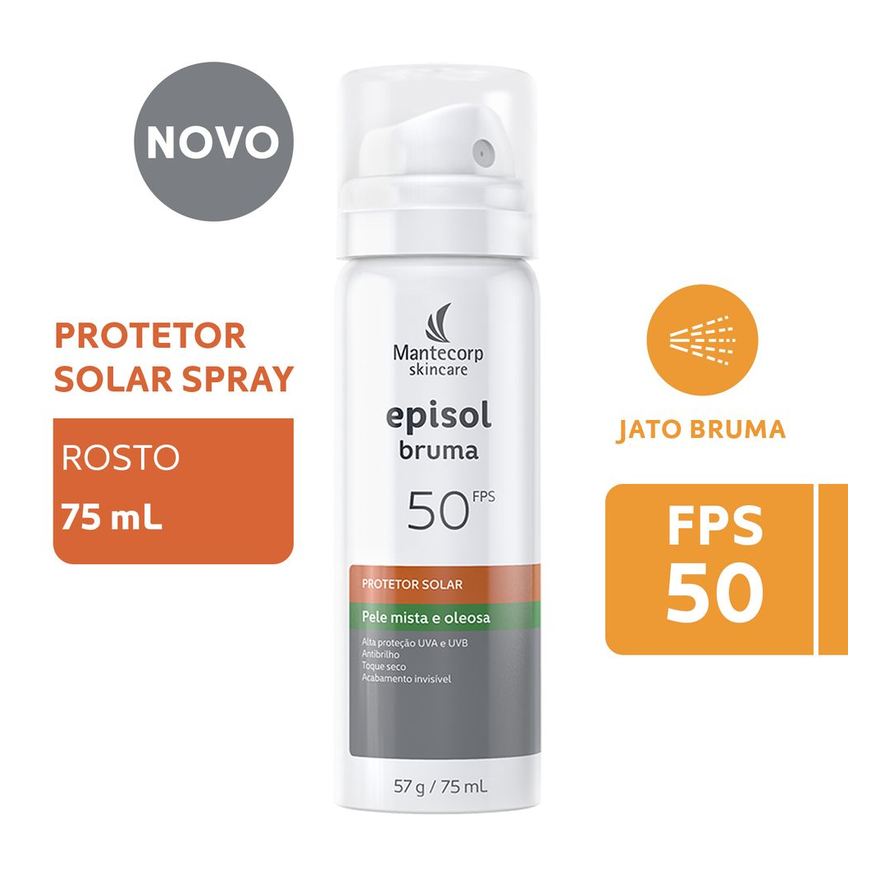 Episol Protetor Solar Facial Bruma FPS50 Pele Mista e Oleosa 75ml