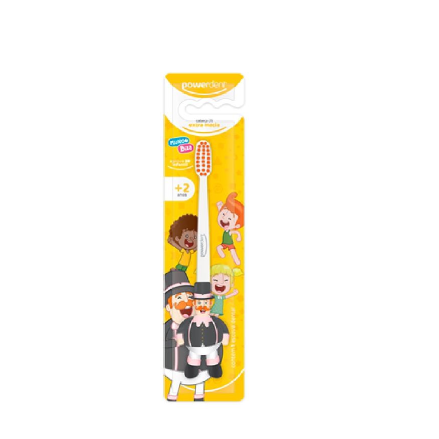 Mundo Bita Escova Dental Infantil Powerdent 3D +2 anos Cerdas Macias 1 Unidade