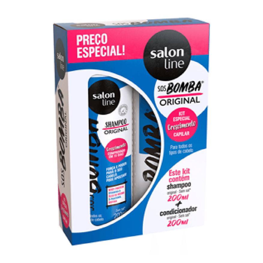 Salon Line Kit Shampoo S.O.S Bomba Original 200ml 1 Unidade + Condicionador Salon Line S.O.S Bomba Original 200ml 1 Unidade