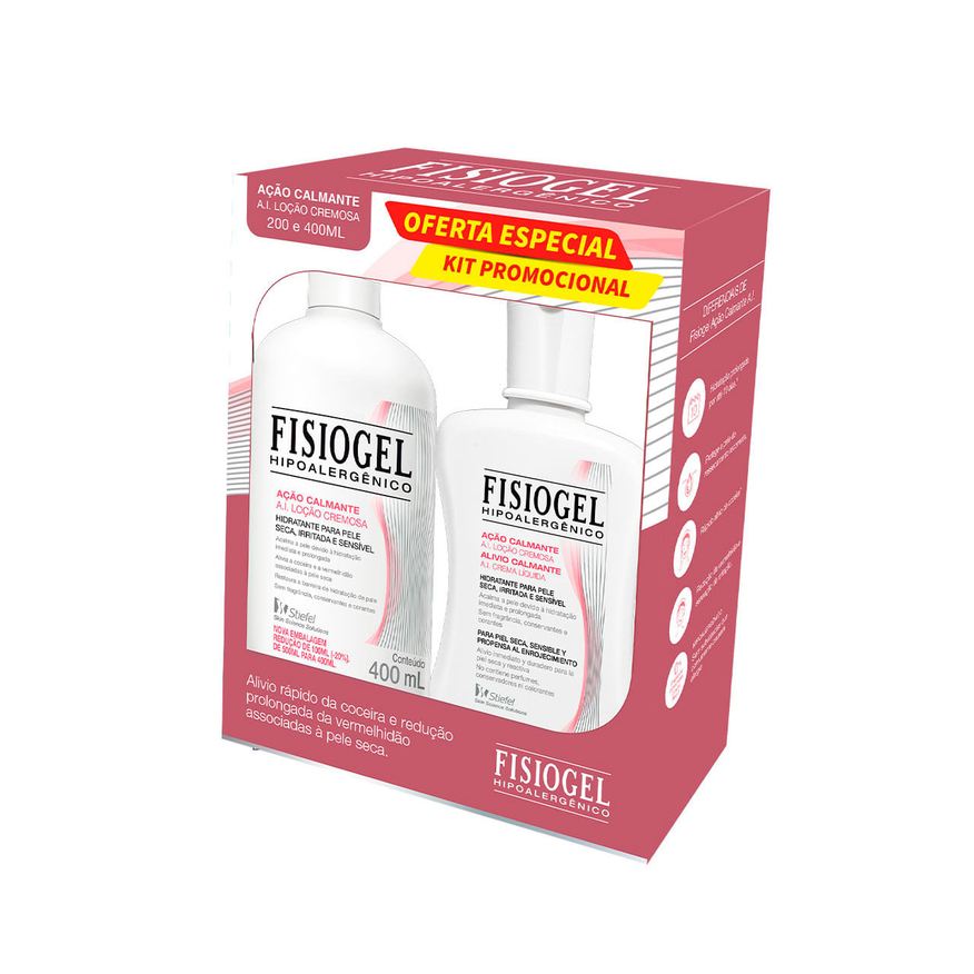 Fisiogel Kit Loção Hidratante A.I. 400ml 1 Unidade + Loção Cremosa Fisiogel A.I. 200ml 1 Unidade