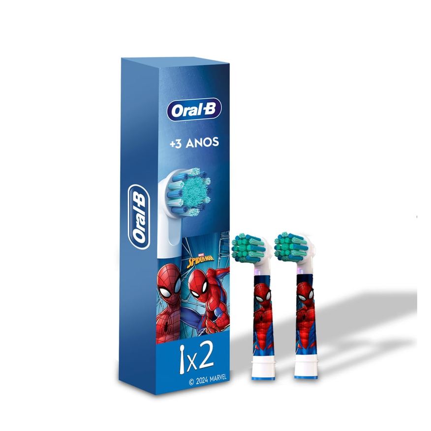 Oral B Refil Escova Dental Elétrica Infantil Oral-B Kids Marvel Homem-Aranha Cerdas Macias 2 Unidades
