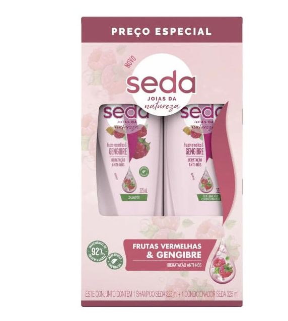 Seda Kit Shampoo Frutas Vermelhas e Gengibre 325ml 1 Unidade + Condicionador Seda Frutas Vermelhas e Gengibre 325ml 1 Unidade