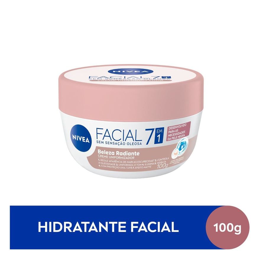 Nivea Creme Facial Beleza Radiante Uniformizador 7 em 1 Pele Negra 100g