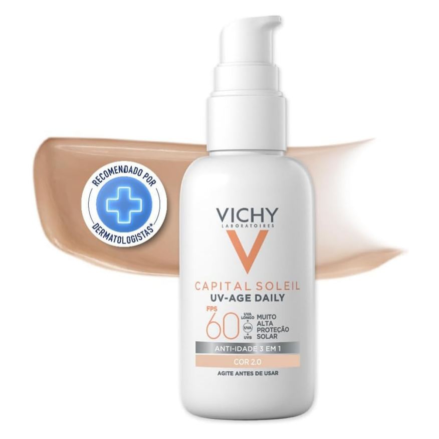 Vichy Protetor Solar Facial Capital Solei Uv-Age FPS60 Cor 2.0 40g