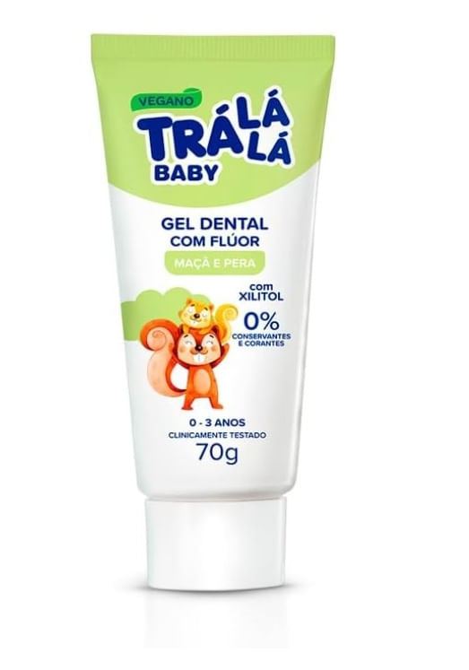 Tralala Gel Dental Infantil Trá Lá Lá Baby Com Flúor 0 a 3 anos Sabor Maçã 70g