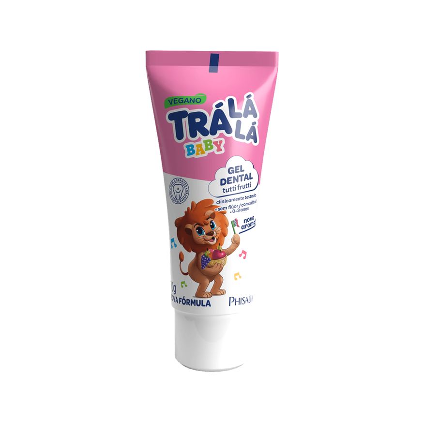 Tralala Gel Dental Infantil Trá Lá Lá Baby Sem Flúor 0 a 3 anos Sabor Tutti Frutti 70g